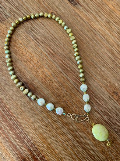 Lime Green Pearl Necklace
